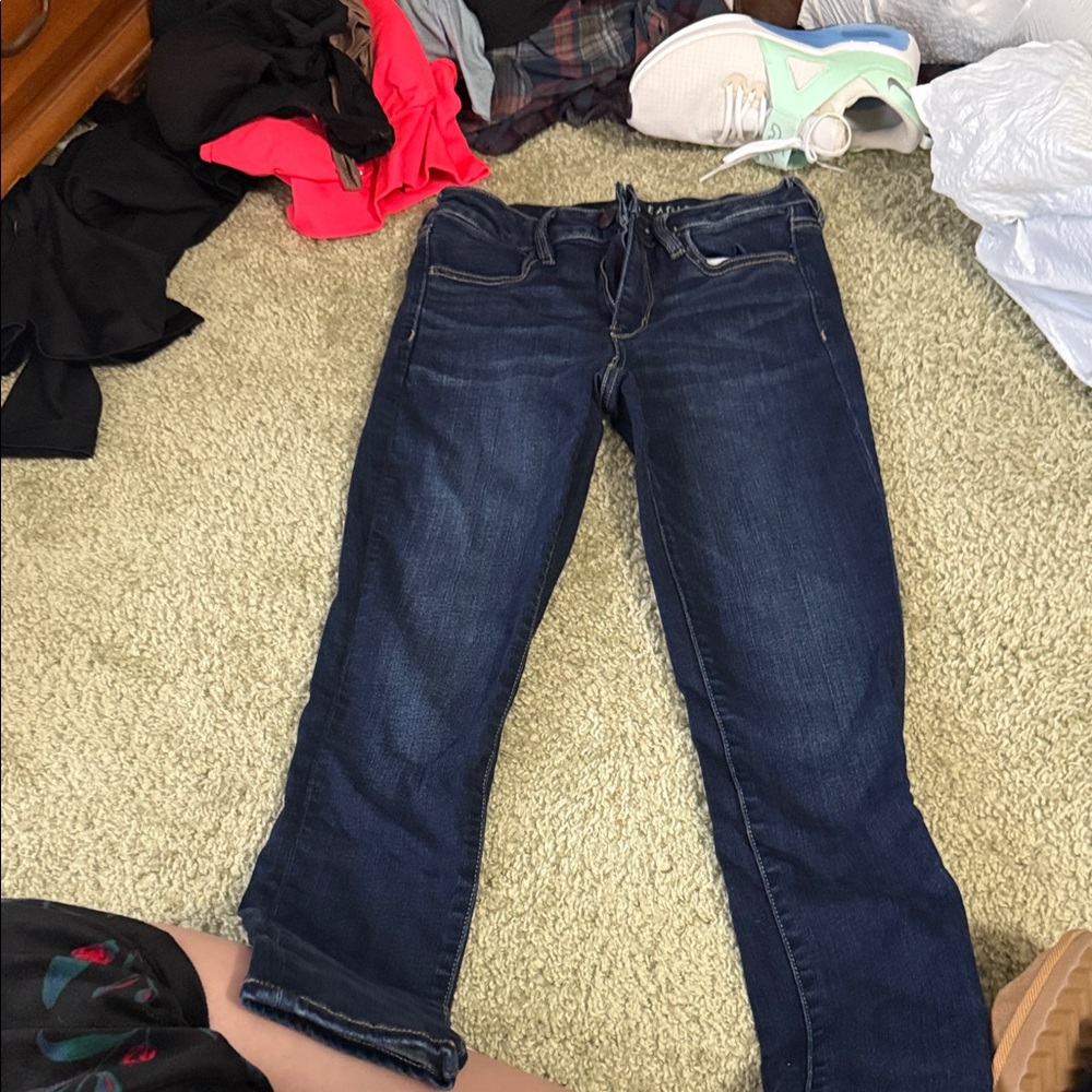 American Eagle Outfitters Dark Blue Straight Leg Jeans